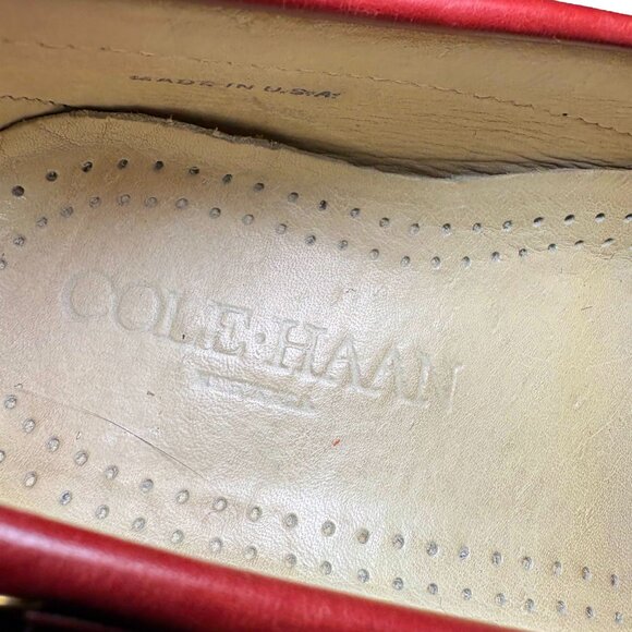 Vintage Cole Haan Red Leather Moc Toe Made in USA Loafers - Picture 2 of 11